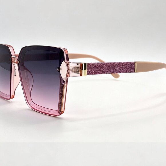 NEW Oversized Big Bling Pink Designer Style Sunglasses - Picture 3 of 5